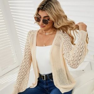 Open Knit Raglan Sleeve Cardigan